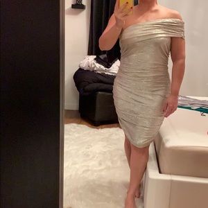 Silver one shoulder dress. Used only once!